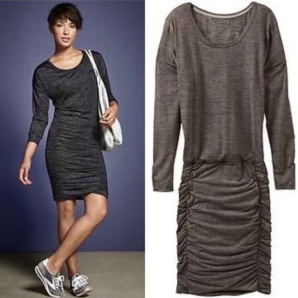 Athleta Tulip Long Sleeve Ruched Dress Size M